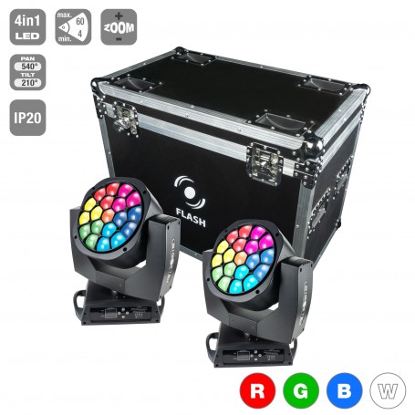 Flash LED MOVING HEAD 19x15W BIG-EYE SET