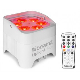 BeamZ BBP96SW Uplight Par 6x12W RGBWA-UV z bezprzewodowym DMX oświetlacz bateryjny - BIAŁY