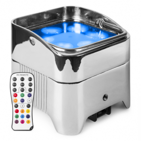 BeamZ BBP96SC LED PAR 6X12W WDMX RGBAW-UV oświetlacz akumulatorowy - chrom