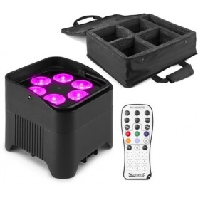Zestaw 4 oświetlaczy bateryjnych BeamZ BBP96S LED 6x12W z bezprzewodowym DMX + dedykowany soft case