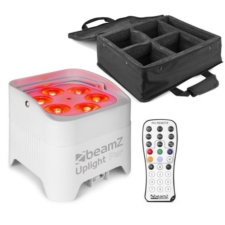 Zestaw 4 białych oświetlaczy bateryjnych BeamZ BBP96SW LED 6x12W z bezprzewodowym DMX + dedykowany soft case