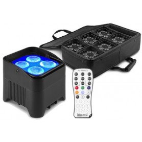 Zestaw 6 oświetlaczy bateryjnych BeamZ BBP94W LED 4x12W z bezprzewodowym DMX + dedykowany soft case